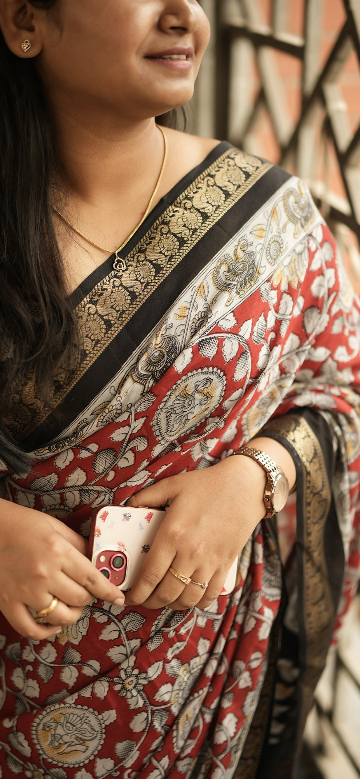 Madras Rani - Red Kalamkari Saree