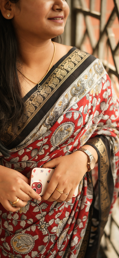 Madras Rani - Red Kalamkari Saree