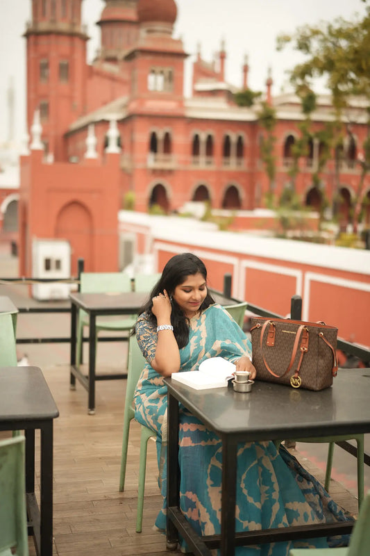 Aruvi Blue LinenJute Cotton