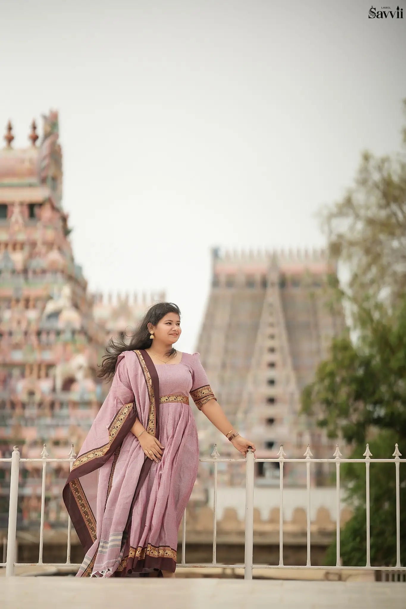 Malarvizhi Mauve Dusty rose Anarkali